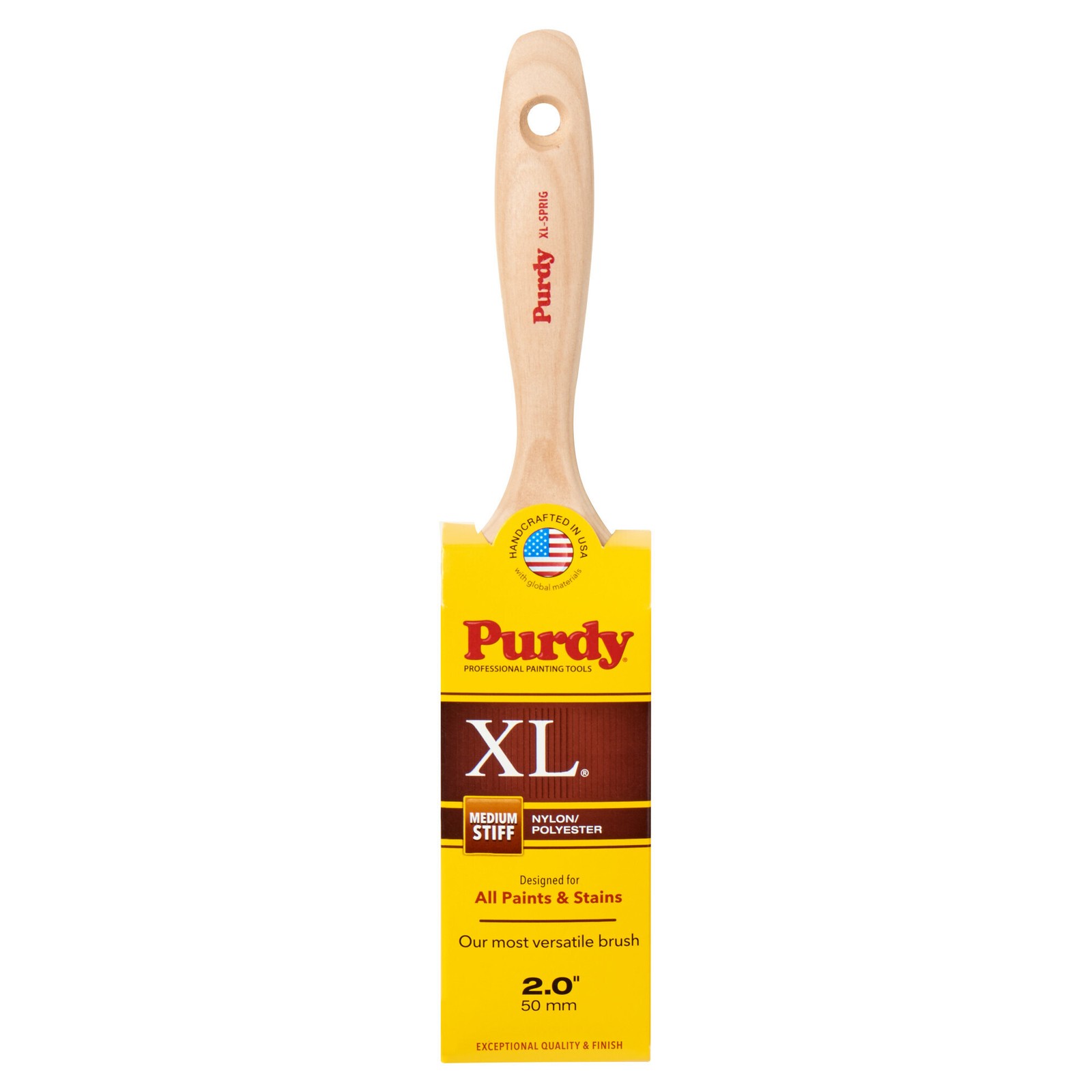 Purdy XL Sprig Flat Trim Paint Brush, 2in., Nylon/Polyester Bristles, Model#