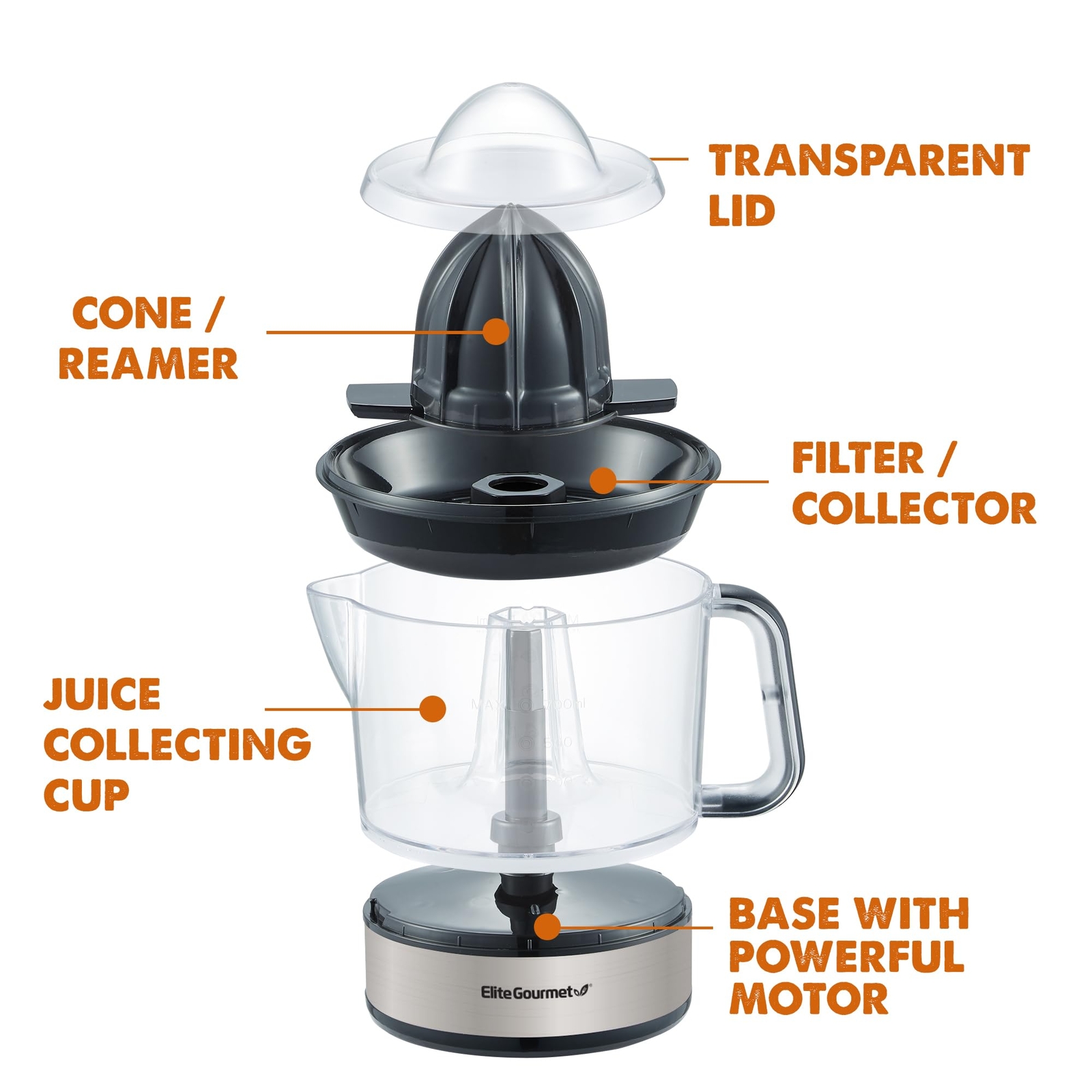 Electric Citrus Juicer Large Volume Juice Squeezer Lemon Orange Pulp Extractor