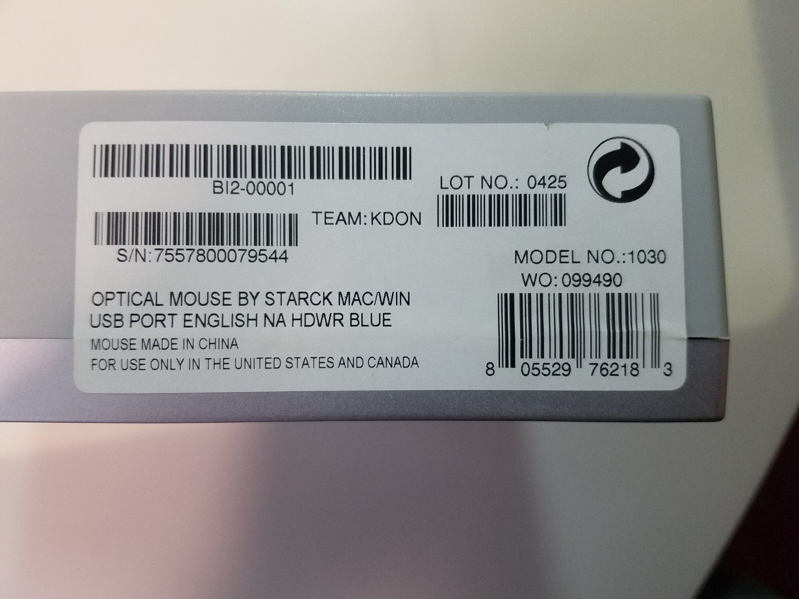 S+ARCK Design Microsoft USB optical mouse Model 1030