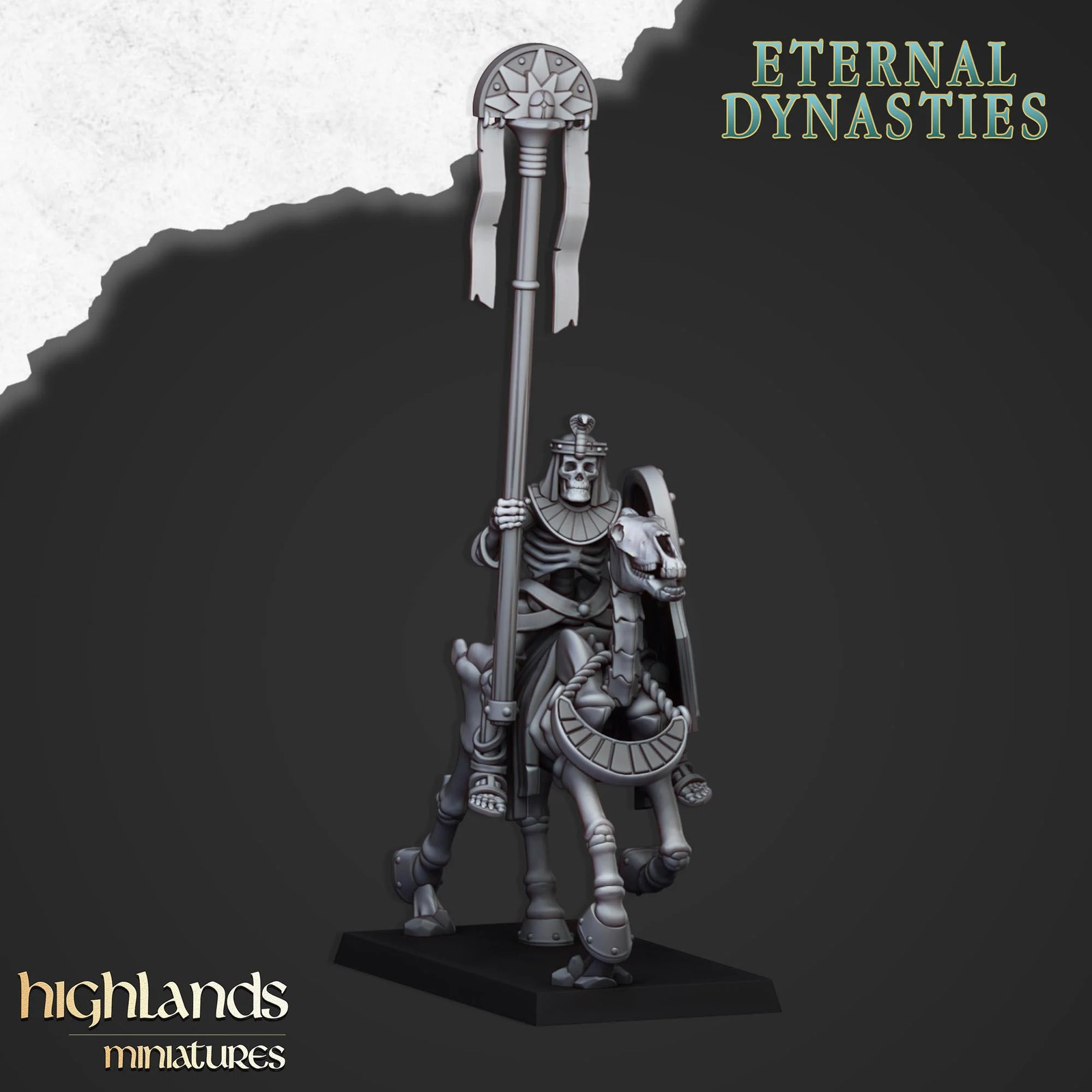 Ancient Skeletal Cavalry Command Group (Set of 3) - 28-32mm Resin Tabletop M