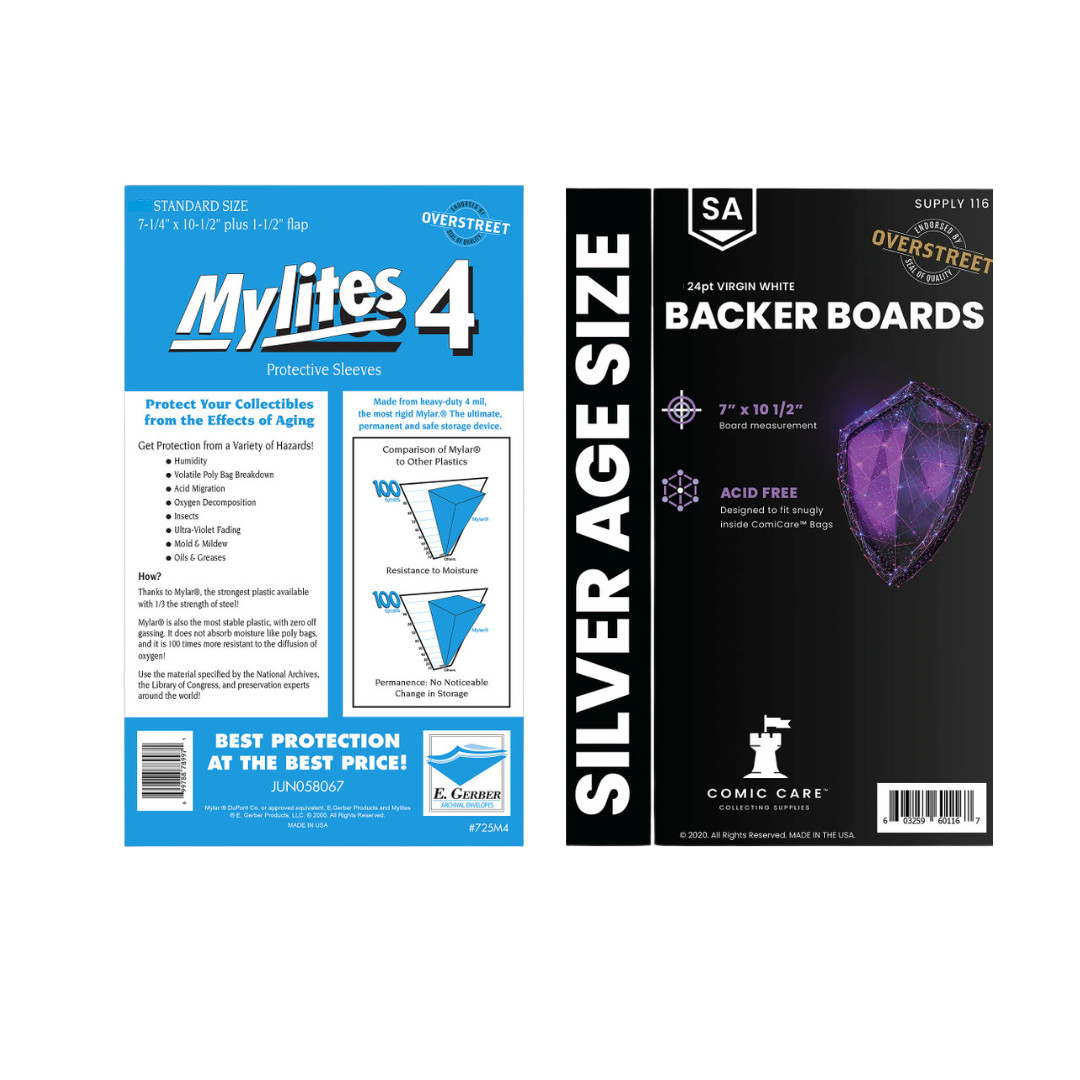 100 Mylites 4 Mil Mylar Standard Comic Book Bags (E. Gerber) & Boards ComicCare