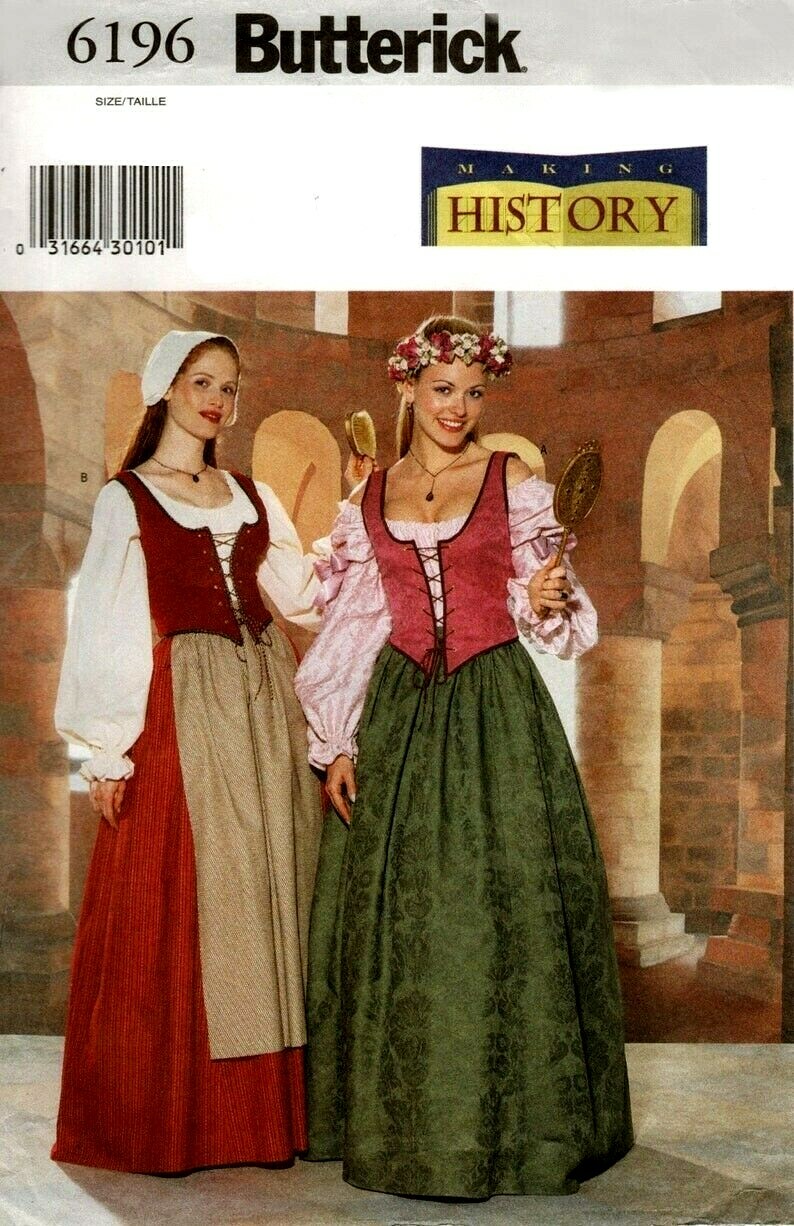 Historical RENAISSANCE Costume Sewing Pattern Size 6-16 Butterick 6196 OOP