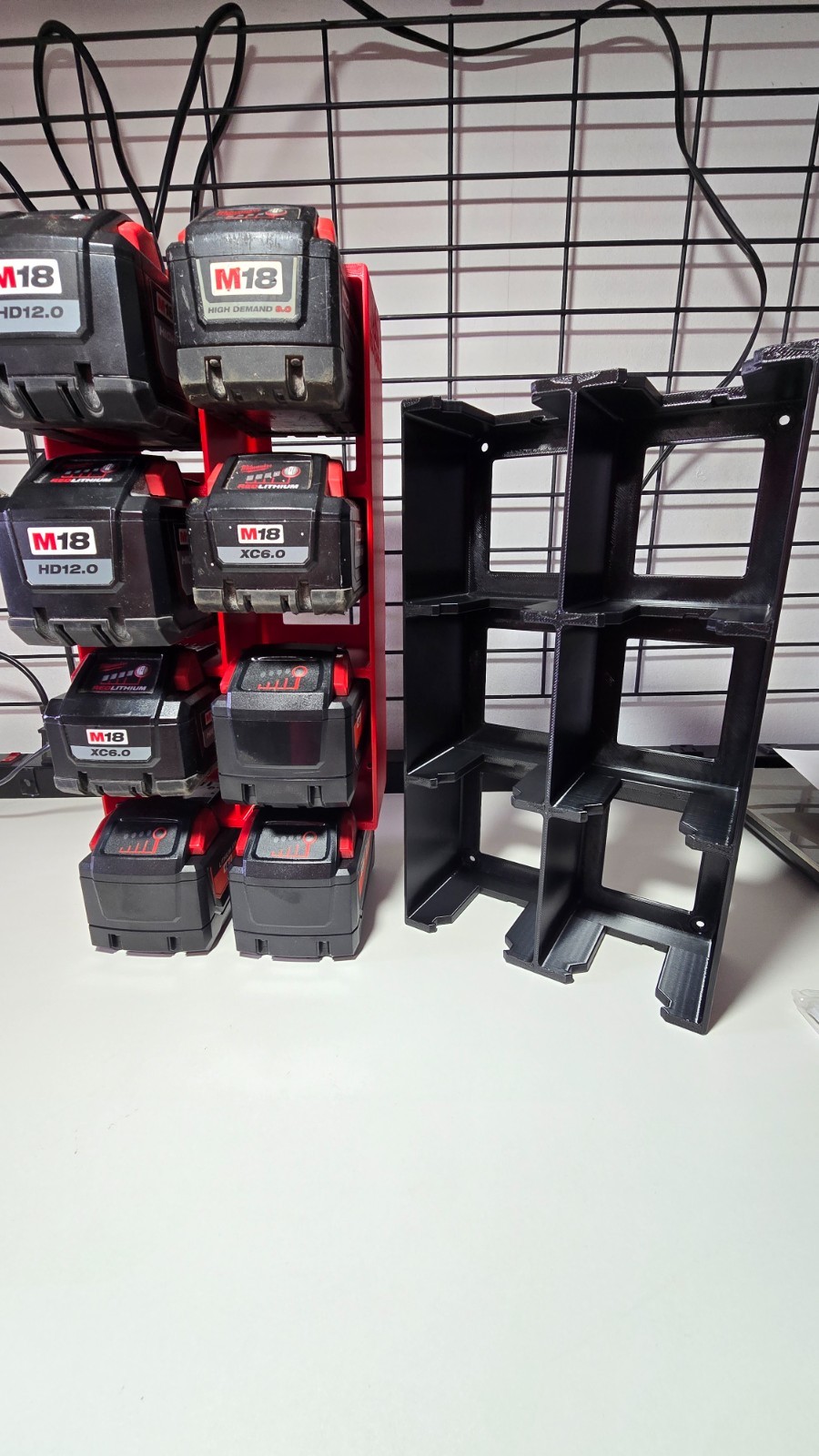 The Beast M18 8 Bay Battery Rack (RED) Wall mount 3D Printed ABS