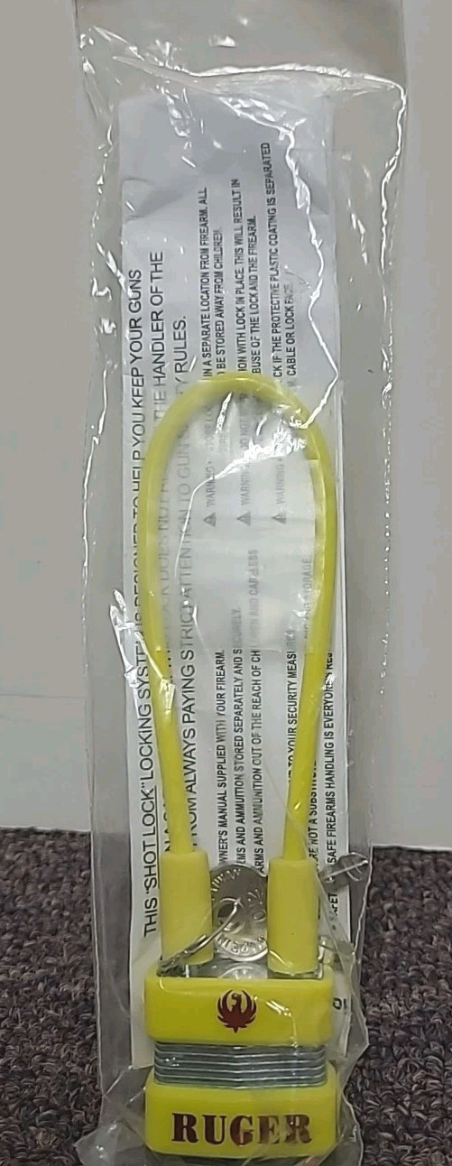 Ruger Genuine OEM 5" Shot Lock Yellow Cable Gun Lock w/2 Keys Safety Firearm NEW