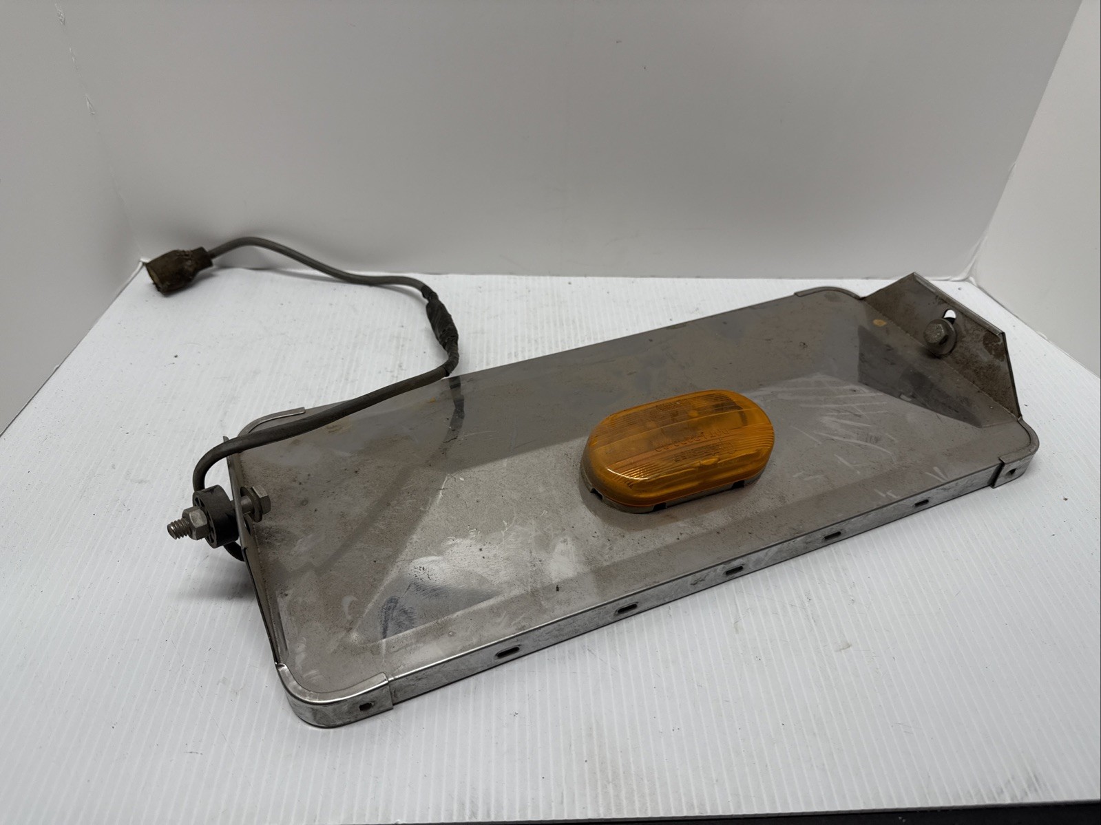 Commercial Or Semi Truck Side Mirror Approx 16”x7” W/ Grote Amber Light Untested