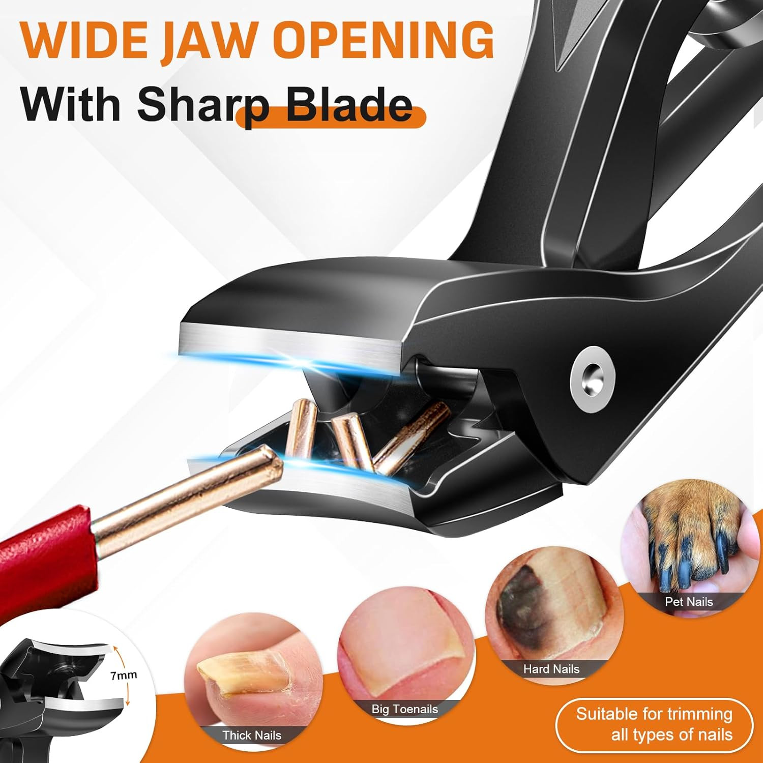 DRMODE Nail Clippers for Men Thick Nails, Angled Head Toe Nail Clippers for Thic