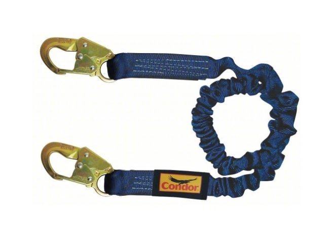Condor 19F385 Shock Absorbing Lanyard Adjustable 4 Ft 6" 310 Lb Weight Capacity