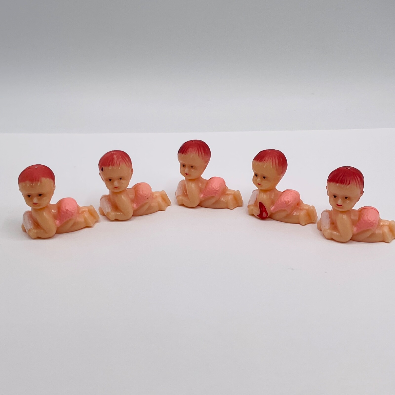 VTG Miniature Babies Baby Cake Toppers Favors Crawling Girl Shower Mardi Trinket
