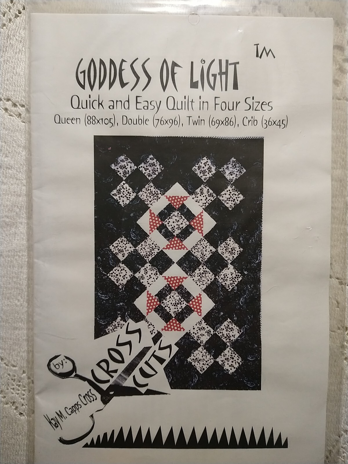 Quilt Pattern Goddess of Light 4 sizes Kay Cross Cross Cuts Paper Piece New