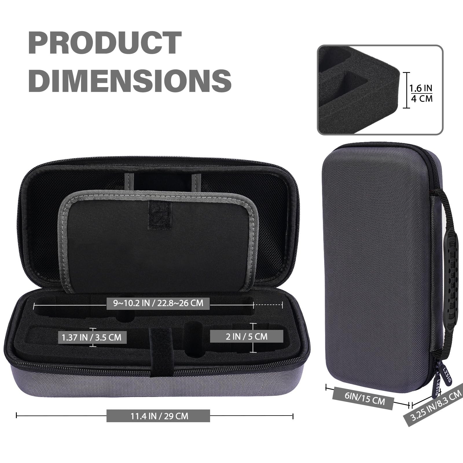 Wireless Microphone Case Compatible with JBL 9 to 10.2 inches, Upgrade-Grey