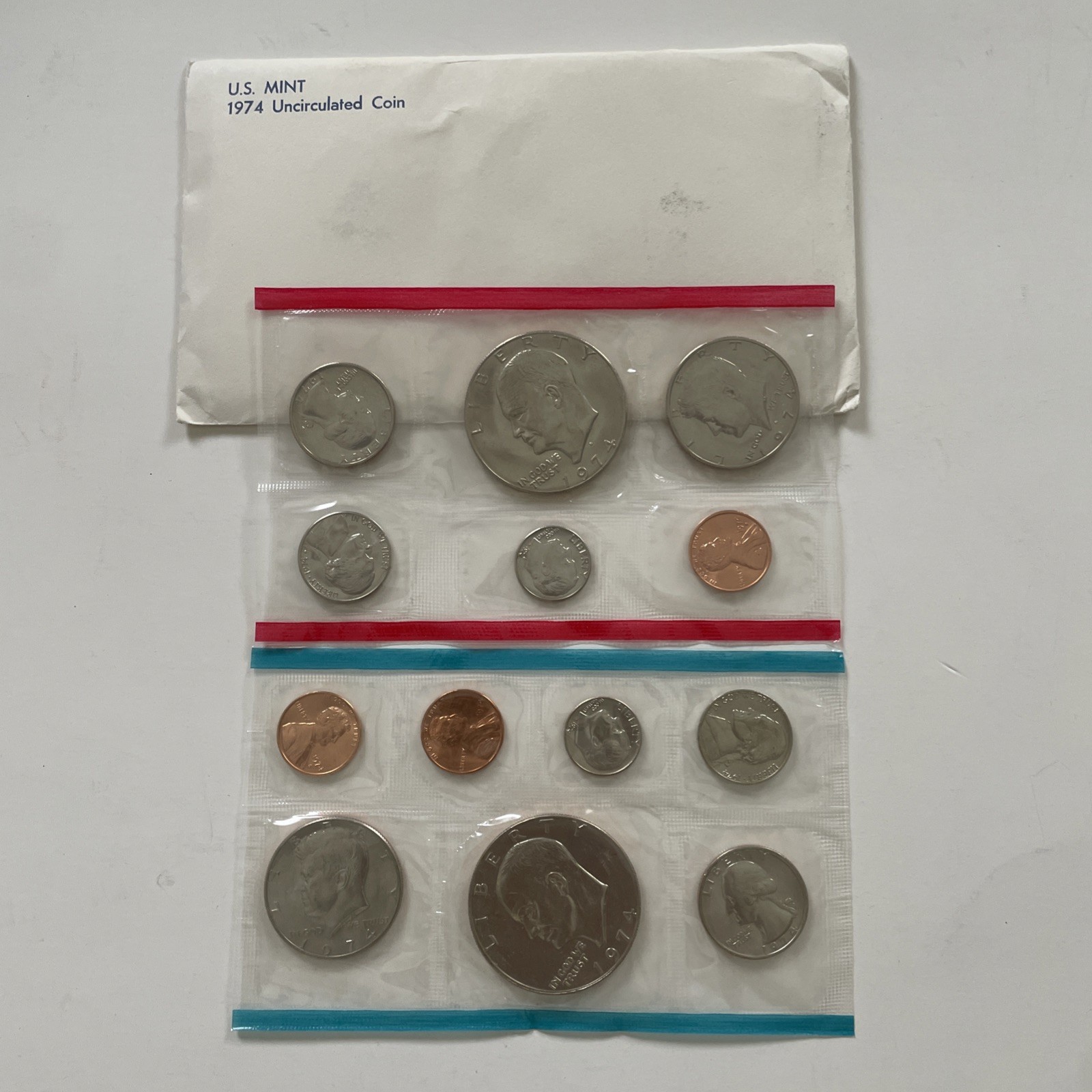 1974 P&D U.S Mint Set Uncirculated Coins OGP envelope