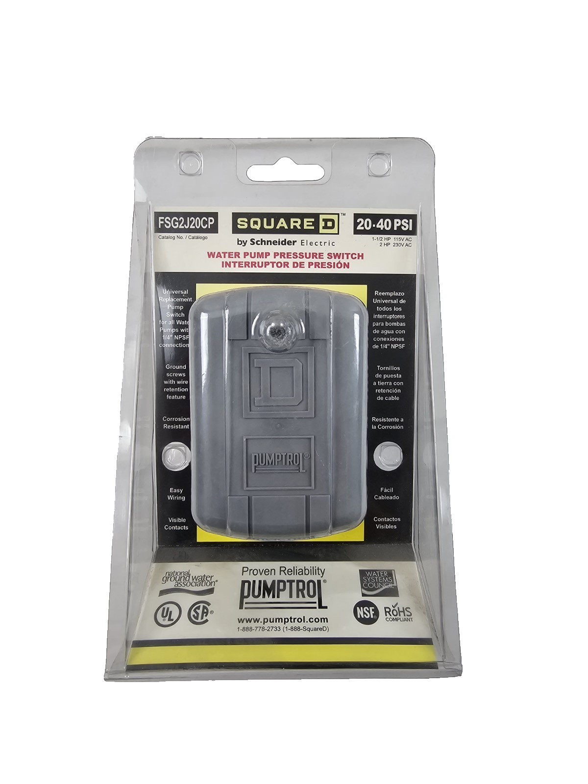 Square D PUMPTROL 20-40 PSI Water Pump Pressure Switch FSG2J20CP NEW