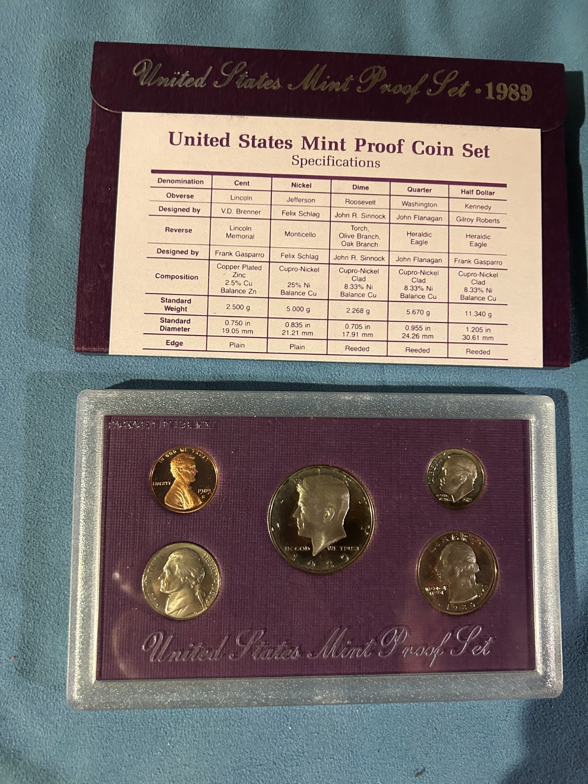 1989-S US Mint Proof Set 5 Coin Set  in Original Government Packaging