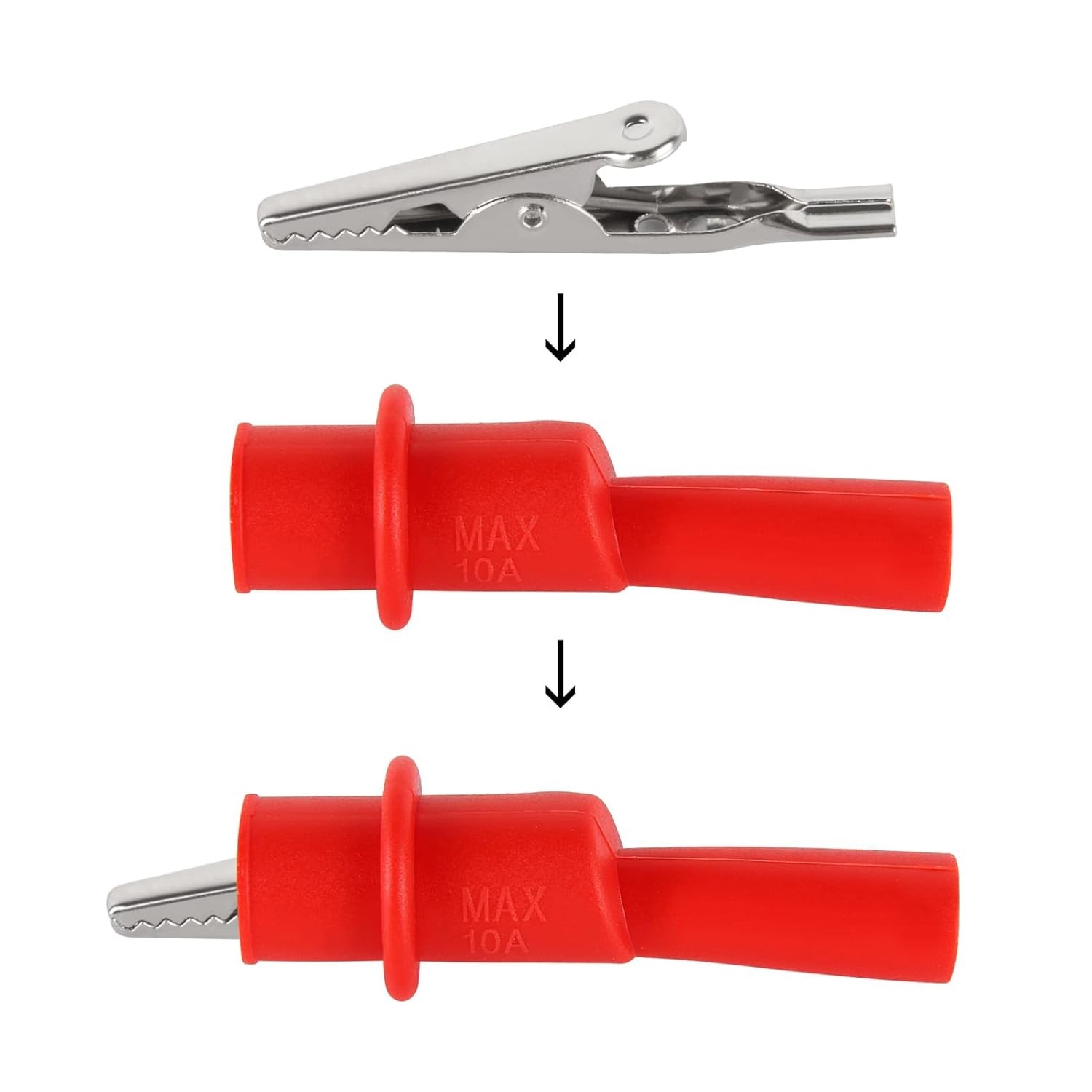 Insulated Alligator Clips for Multimeters - Rustproof 2-Piece Set with 10mm Grip
