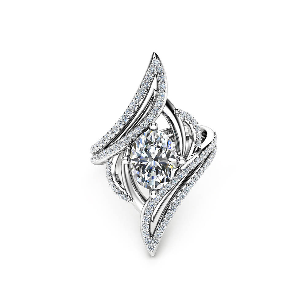 2ct Oval Cut Simulated Diamond Ring White Gold Plated Cocktail Unique Stylish