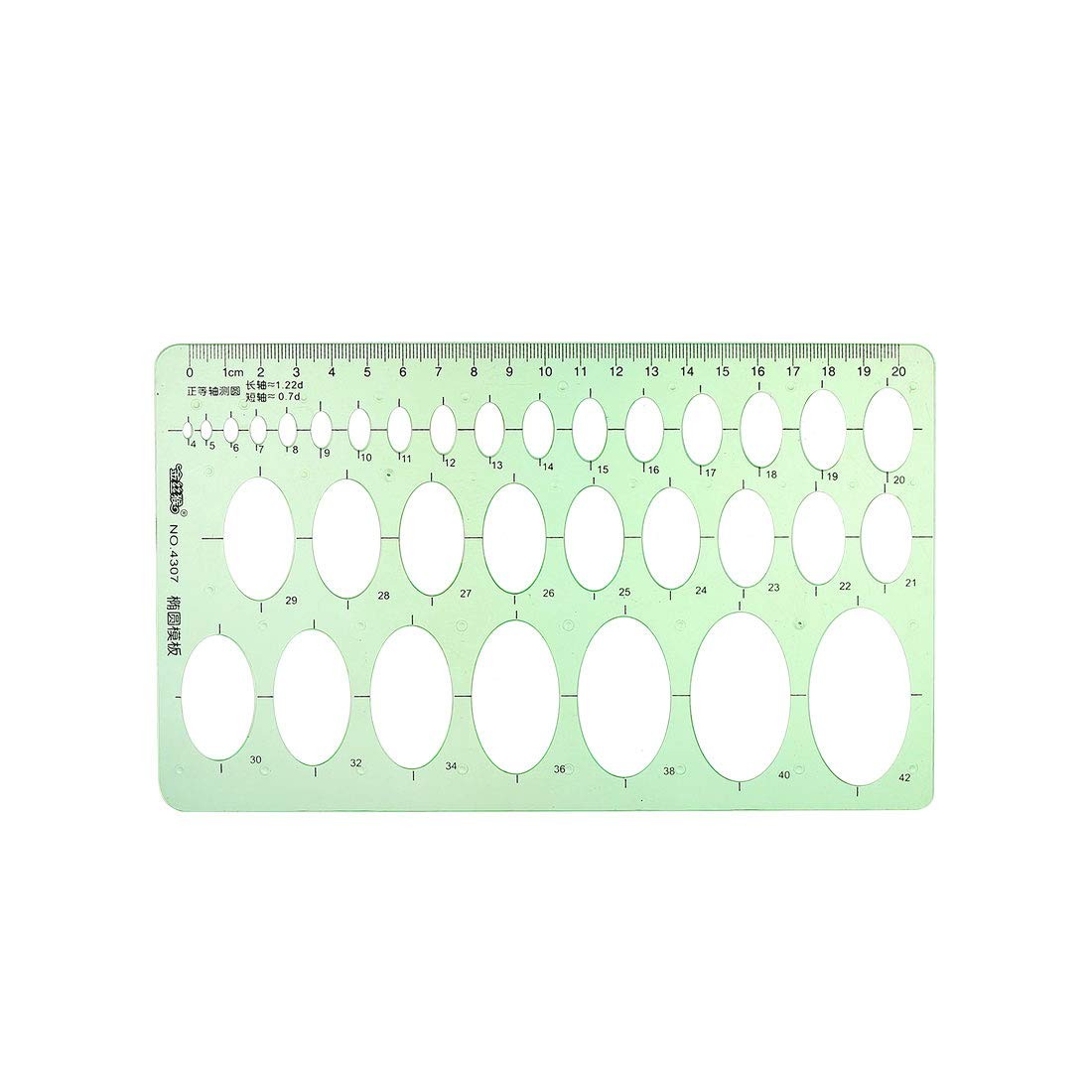 uxcell Geometric Drawing Template Oval Style Measuring Ruler 20cm 20cm, Green