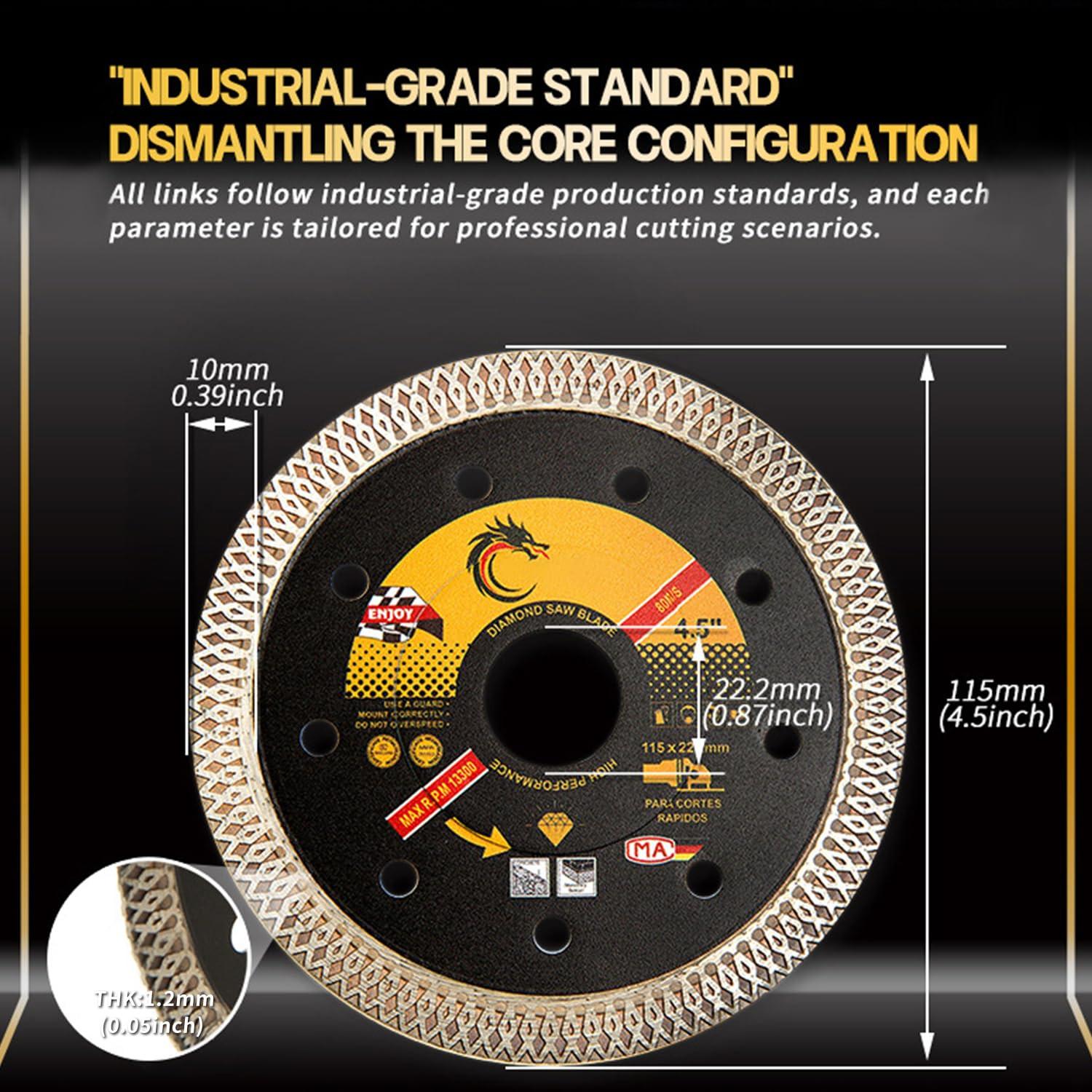 3-Pack 4-1/2 Inch Diamond Blade for Angle Grinder - Super Thin Turbo Mesh Cuttin