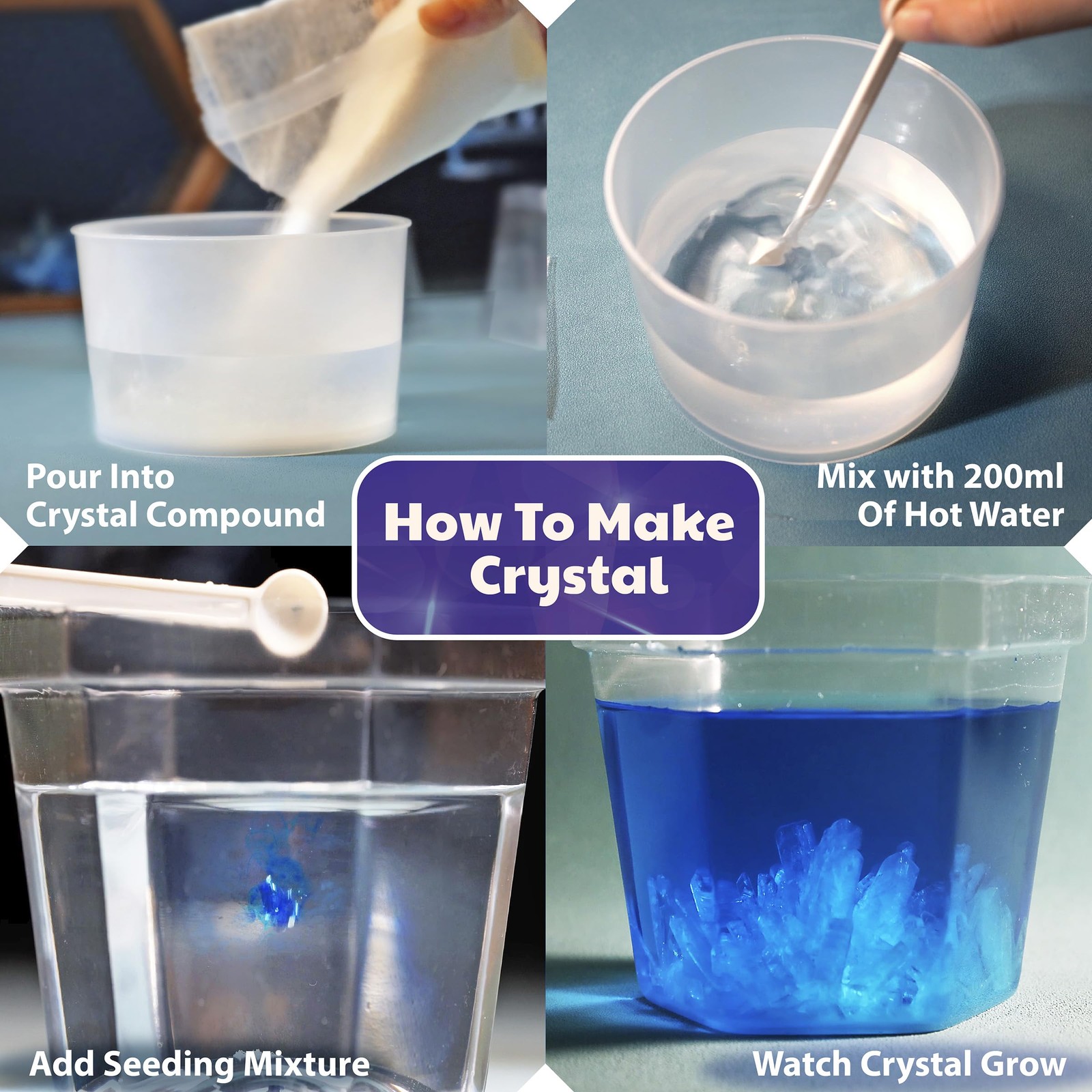 4M 7 Crystal Growing Science Experimental Kit with Growing, 7 Piece