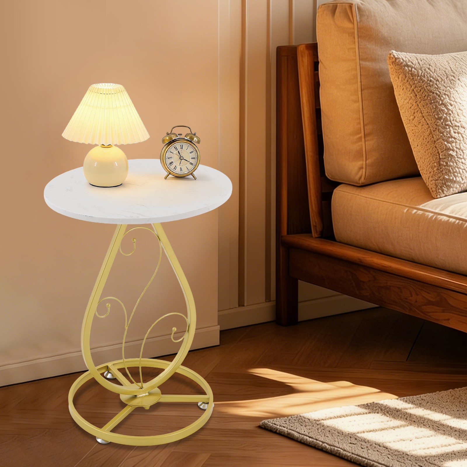 Round Side Table, Modern Decor Bedside Table, Coffee Table for Living Room