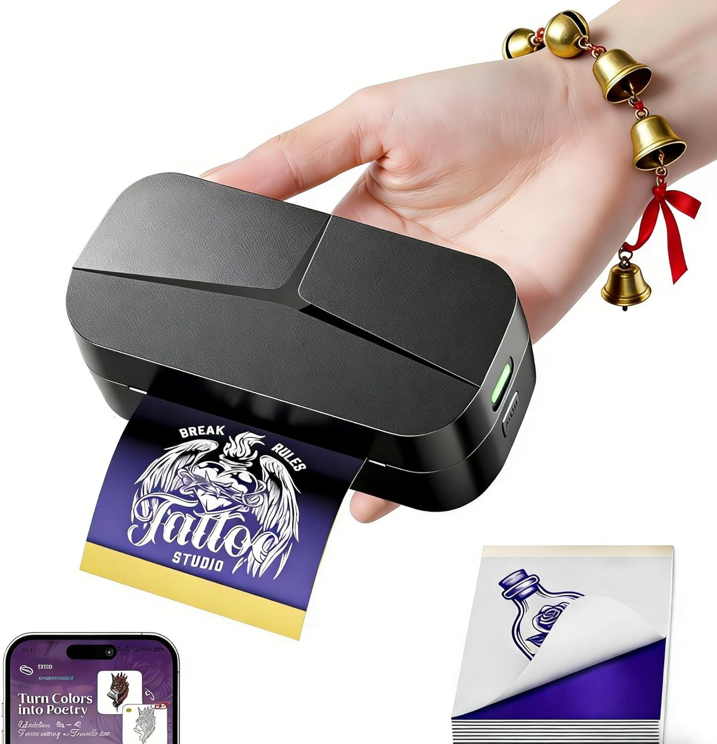 Phomemo Tattoo Stencil Printer Mini Tattoo Printer Bluetooth Tattoo Machine 30Pc