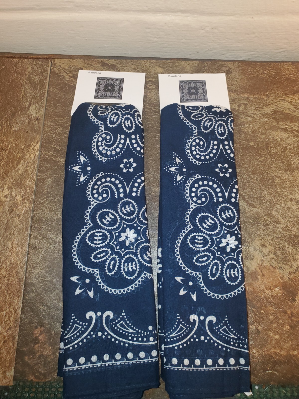 New 2 Pack - Blue Western Star Bandana Scarf Head Neck Face Mask - 22" x 22"
