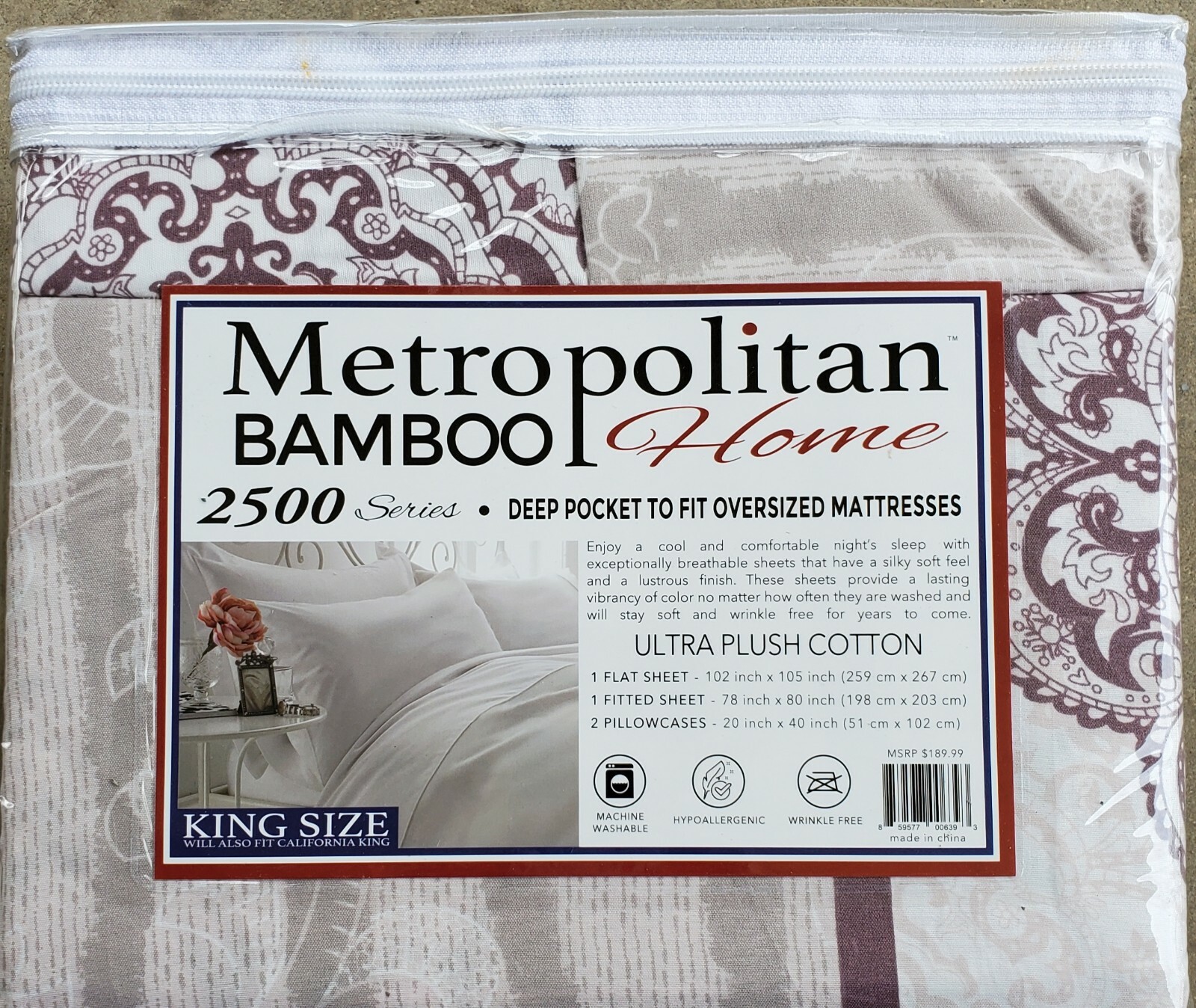 King Size Metropolitan Bamboo 4 Piece Sheet Set