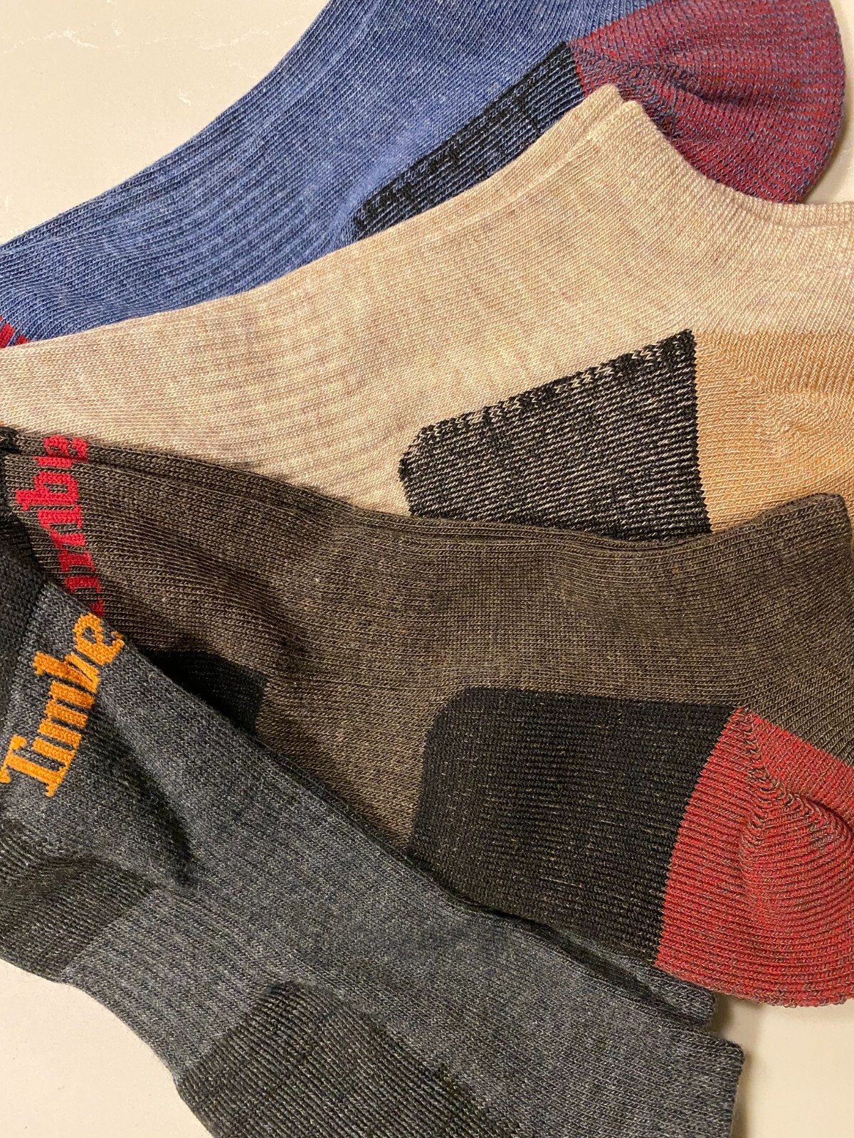 NWT Timberland outdoor leisure no show men's multi-color socks 4 Pairs Size:9-12