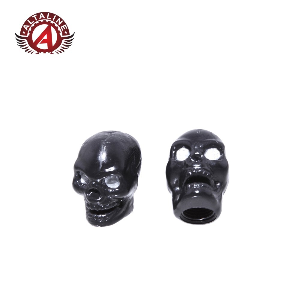 ALTALINE SKULL VALVE CAPS IN BLACK USED FOR SCHRADER VALVE