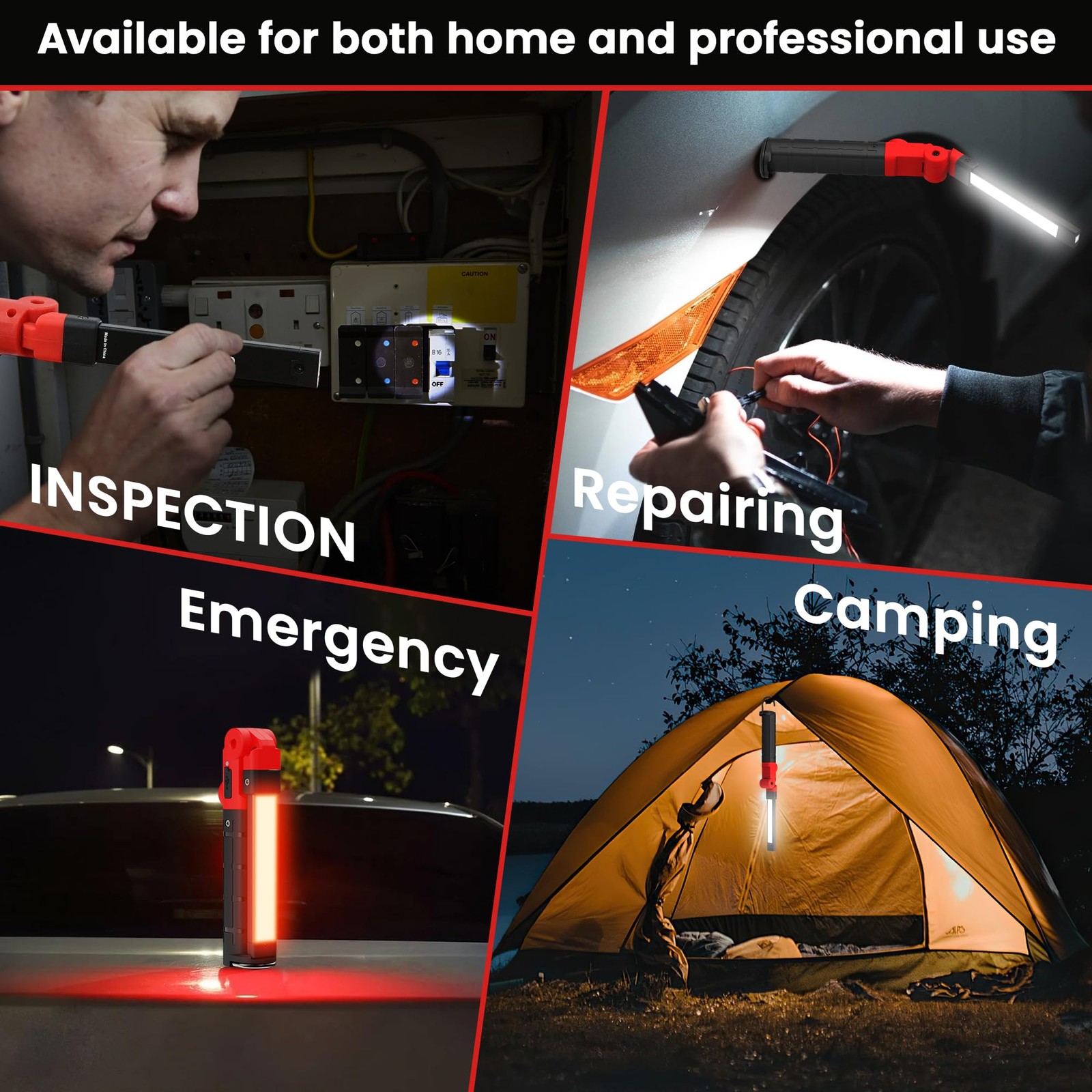 LAIMITTOS Rechargeable Work Light 2200mAh Magnetic LED Work Light Flashlight ...