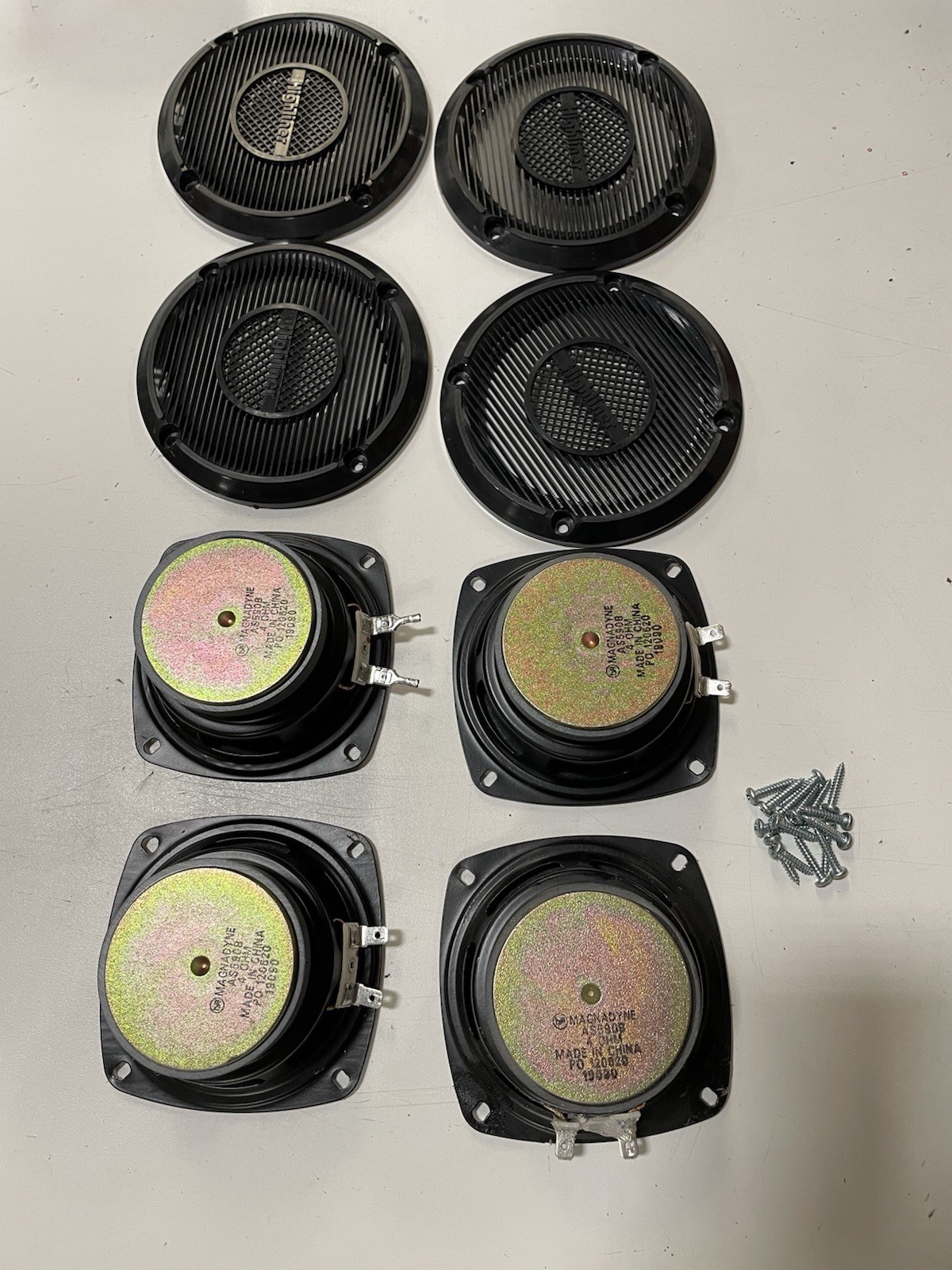 4-Pack Magnadyne AS590B 4" Dual Cone Speaker 4 Ohm 25 Watts 75Hz-16kHz w/Screws