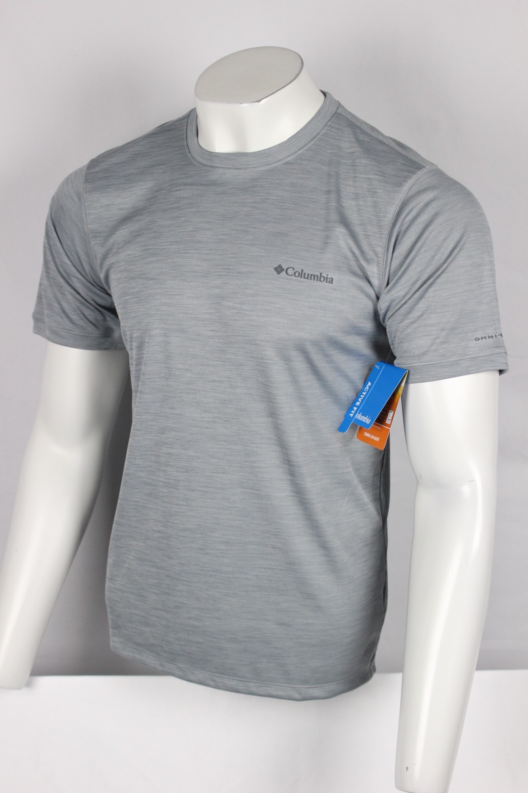 Columbia Men's Sage Peak Knit Short Sleeve Active Fit Gray Heather Omni Shade