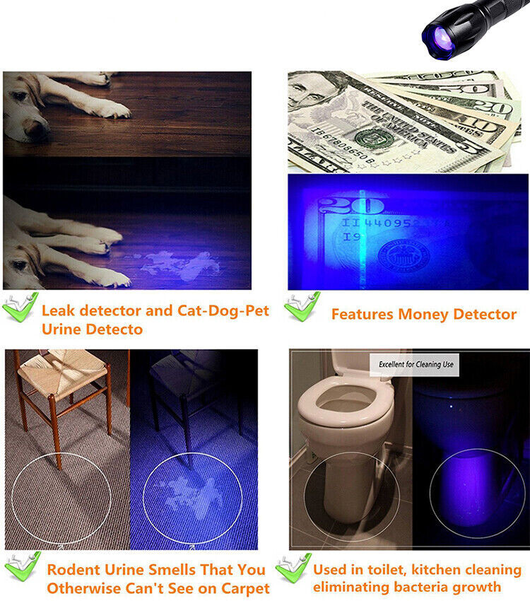 Super Bright 120000lm UV Torch Ultra Violet Flashlight Blacklight Light Lamp LED