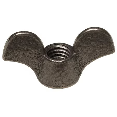 Wing Nut, 1/4"-20, Steel, Black Oxide, 0.625 In Ht, 1.37 In Max Wing Span, 10