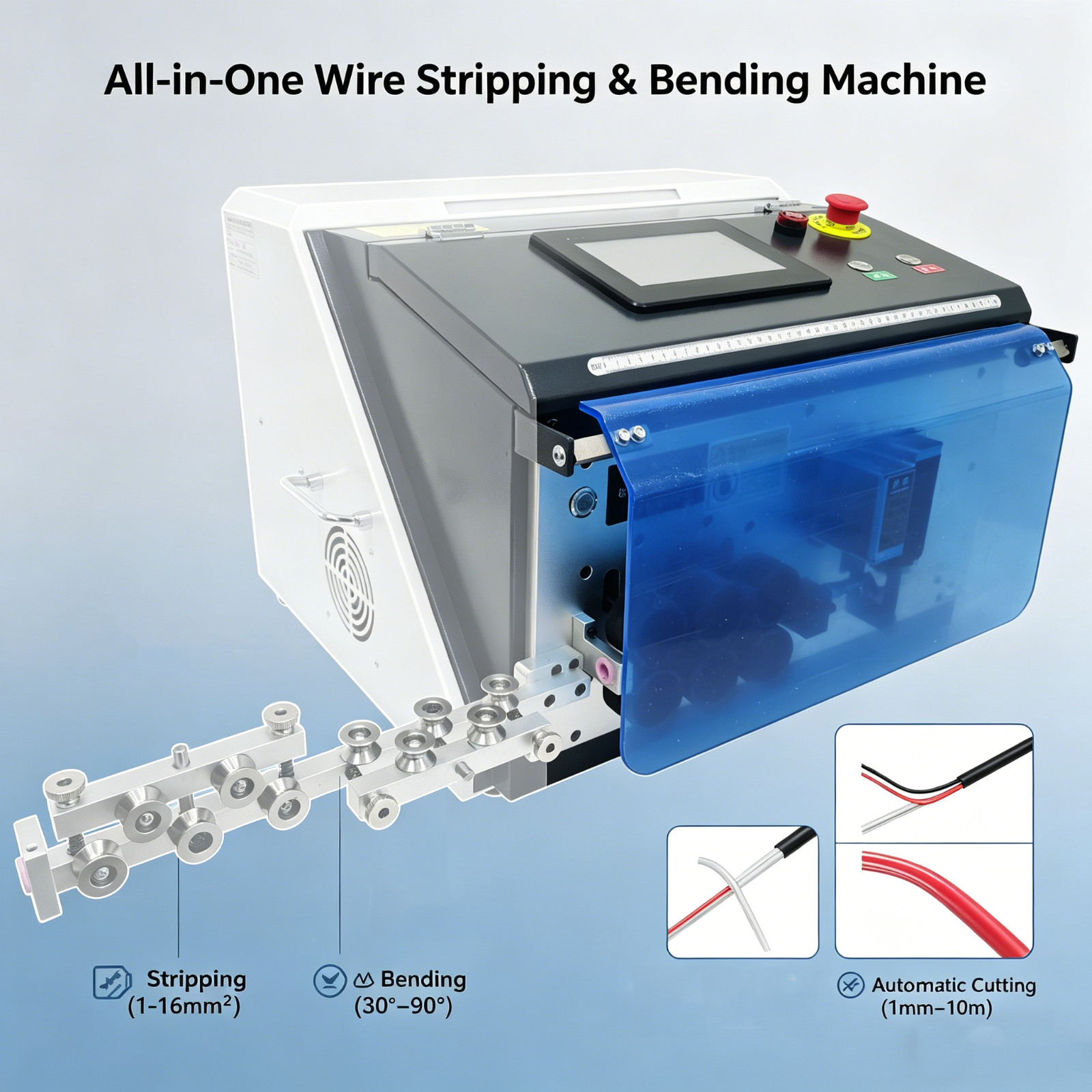 Automatic Computer Wire Stripping and Bending Machine 1-16mm² Multi-Angle Bender