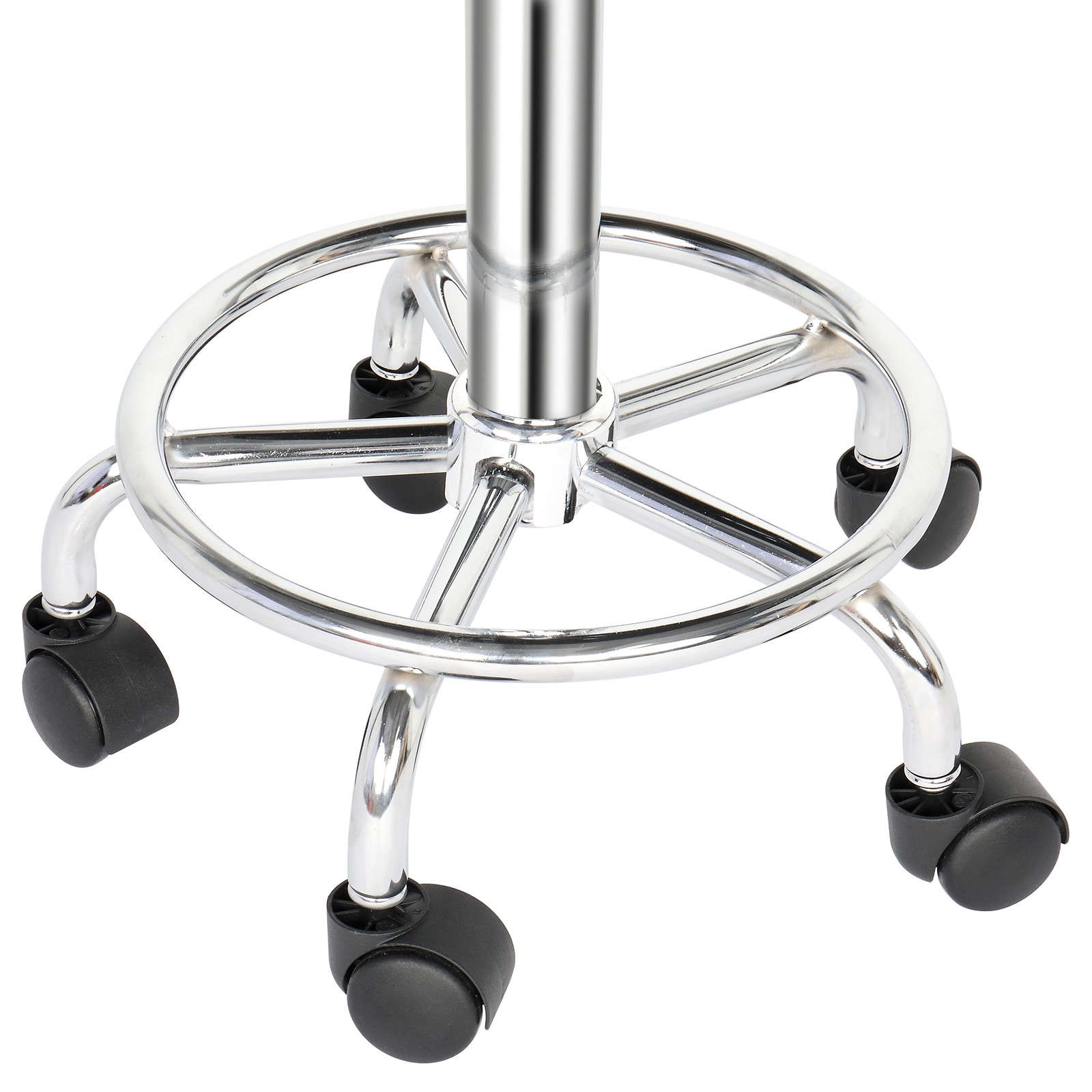 360° Swivel Bar Stool, Black PU Leather, 5 Casters, 20-25.6" Height Adjustable
