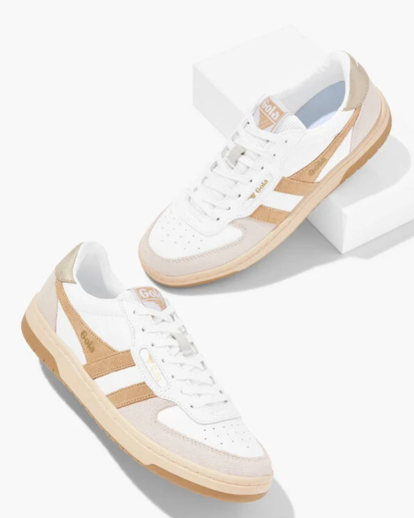 Gola® Hawk Sneakers, WHITE/LT CARAMEL/GLD (NEW)