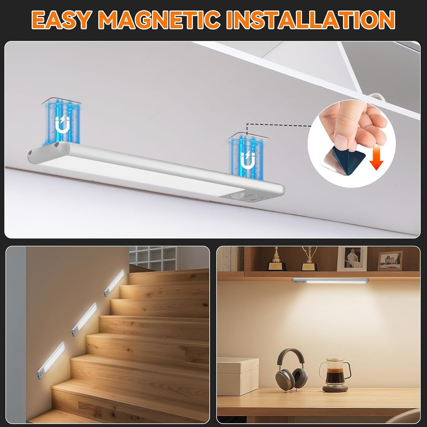 Under Cabinet Lighting Wireless, 10inch Motion Sensor Light Indoor, 3Pack | R...