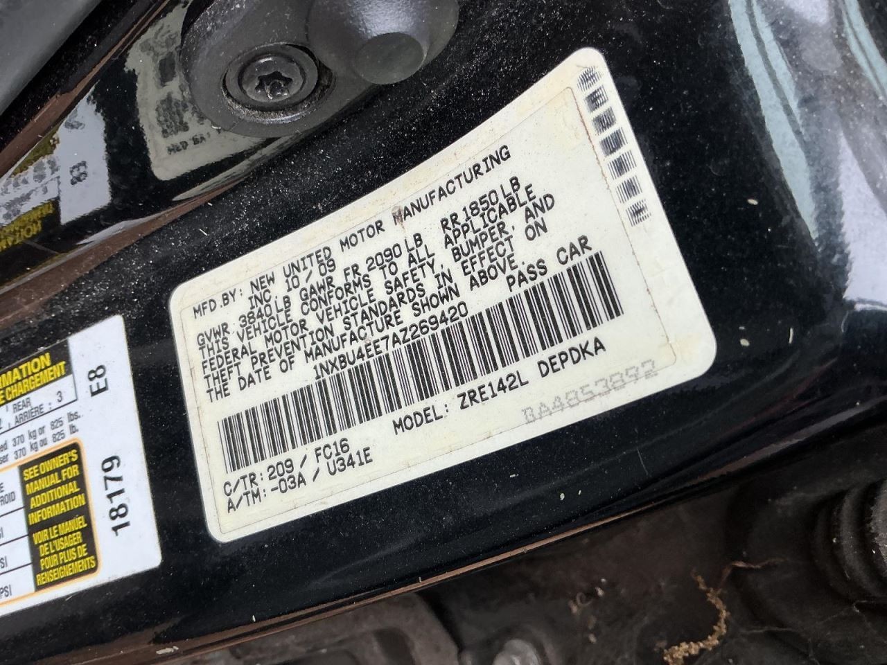 COROLLA 2010 Glove Box 4909045