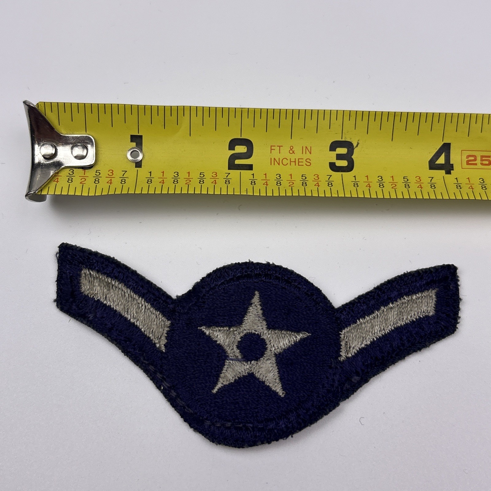 U.S. Military USAF Airman Rank Patch Insignia Cut E-2 AMN Blue Grey 4”