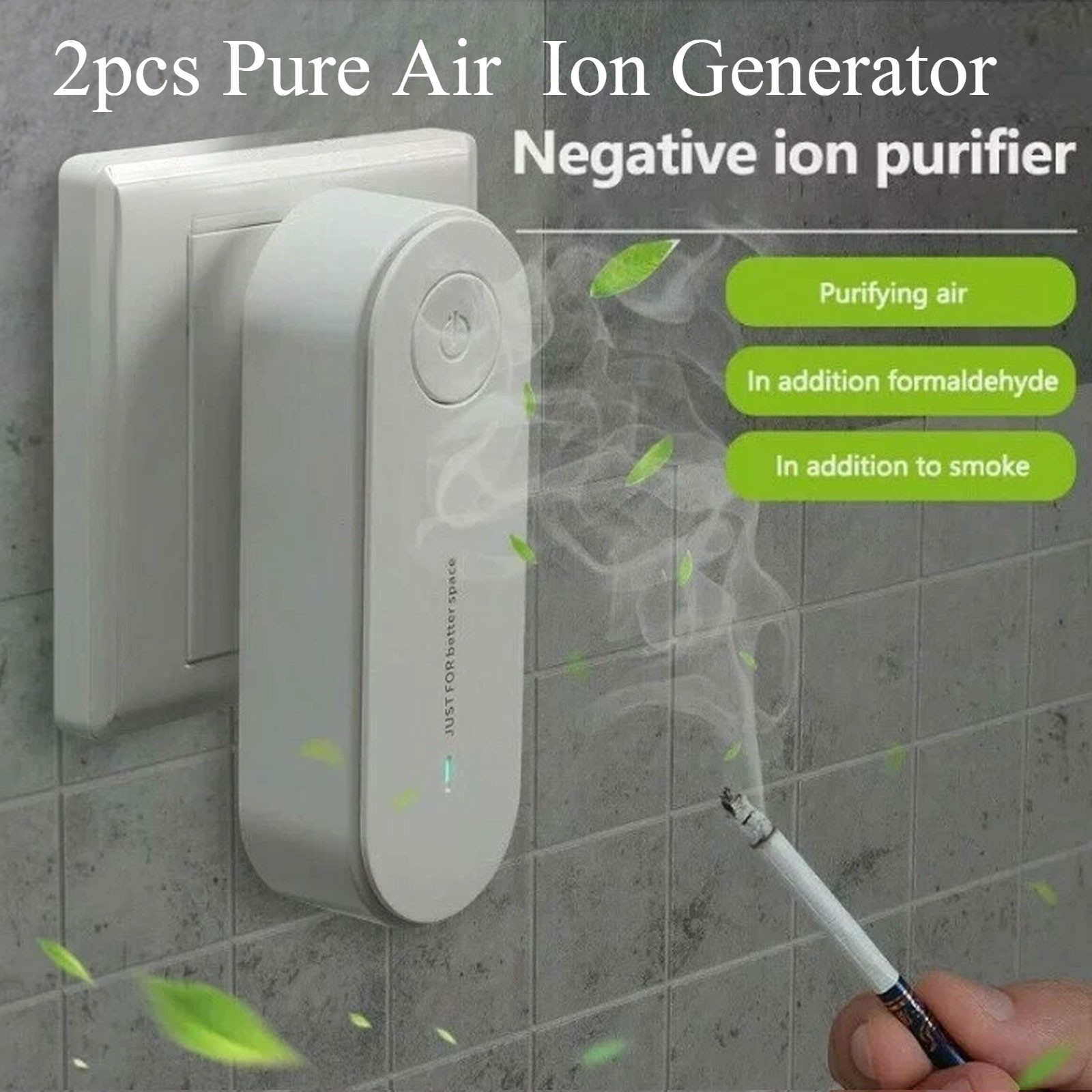 2X Pure Air Negative Ion Generator Air Purifier Ion Pure Plug-in For Home Travwp