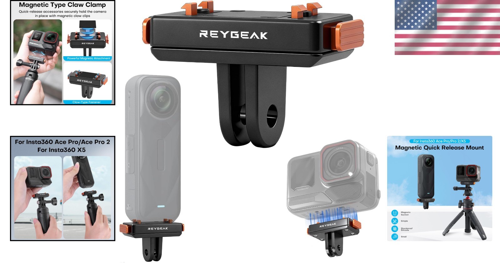 Magnetic Quick Release Mount for Insta360 X5/Ace Pro & Accessories - One Pack
