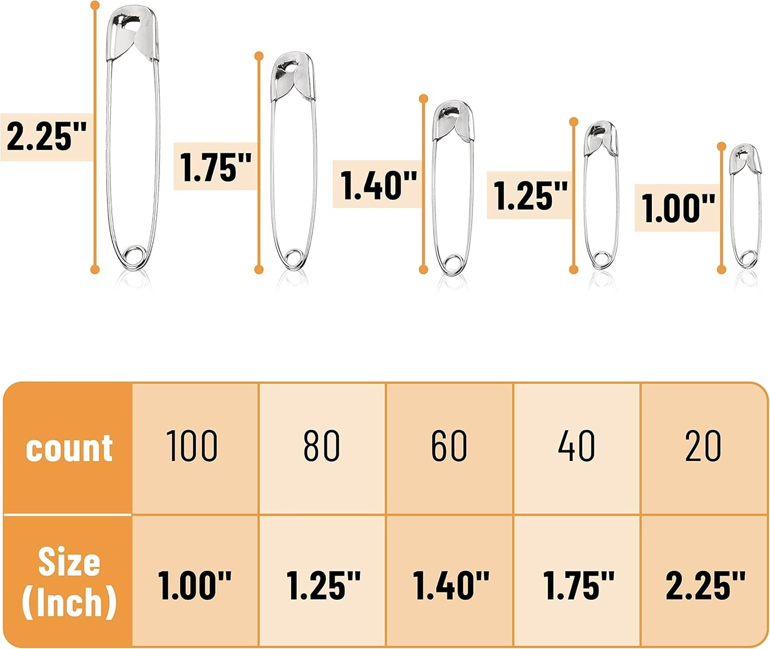 Durable 300 Count Safety Pins - Assorted Sizes with Storage Box for Easy Use