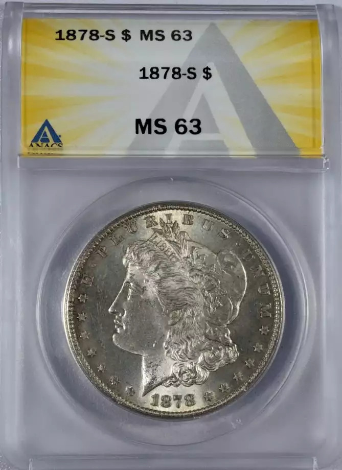 1878 S Morgan Silver Dollar ANACS MS-63