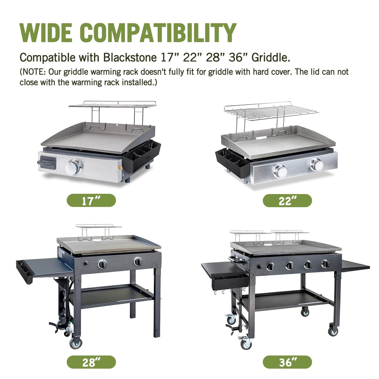 2Pcs Blackstone Griddle Warming Rack, Heavy Duty Steel Grill Warming Rack Com...