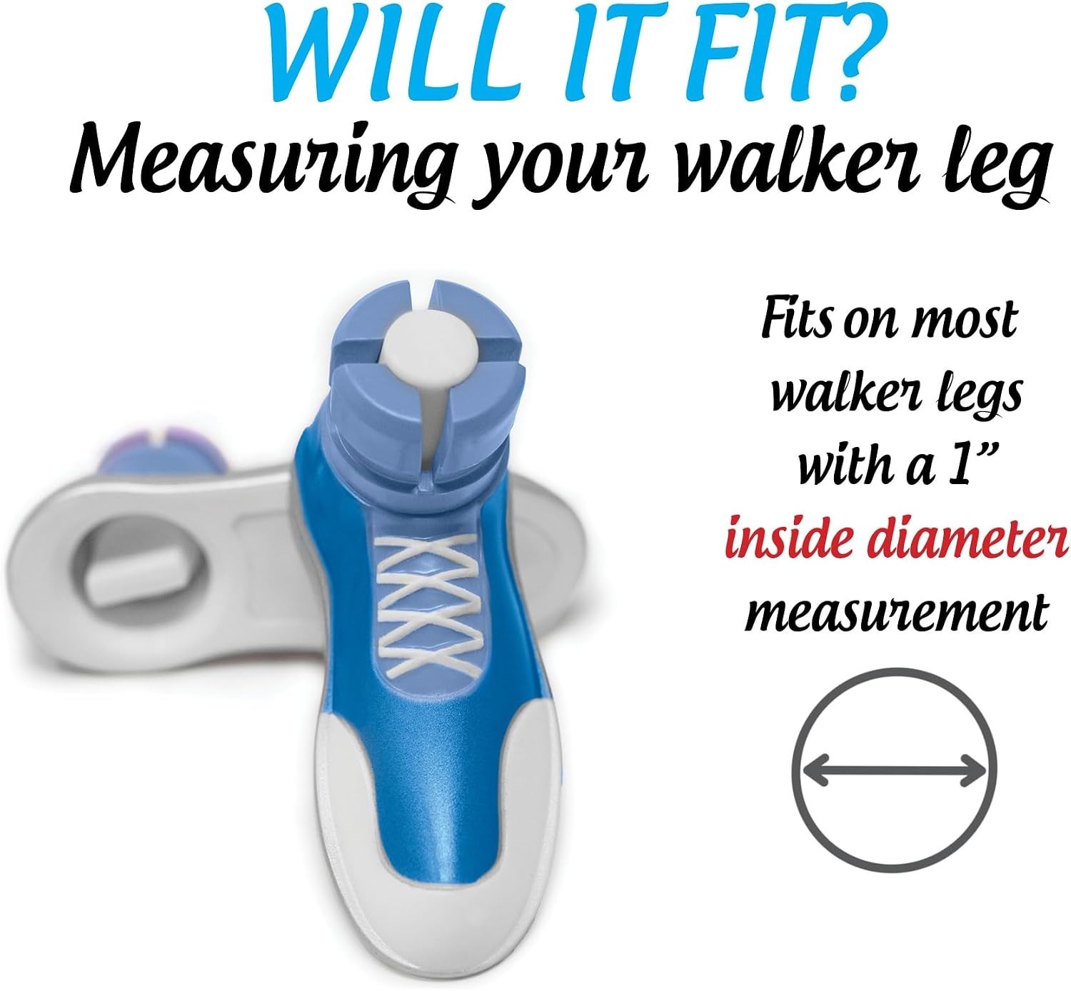 Fun Blue Sneaker Walker Glides - 1" Adjustable Tubes, Easy Installation