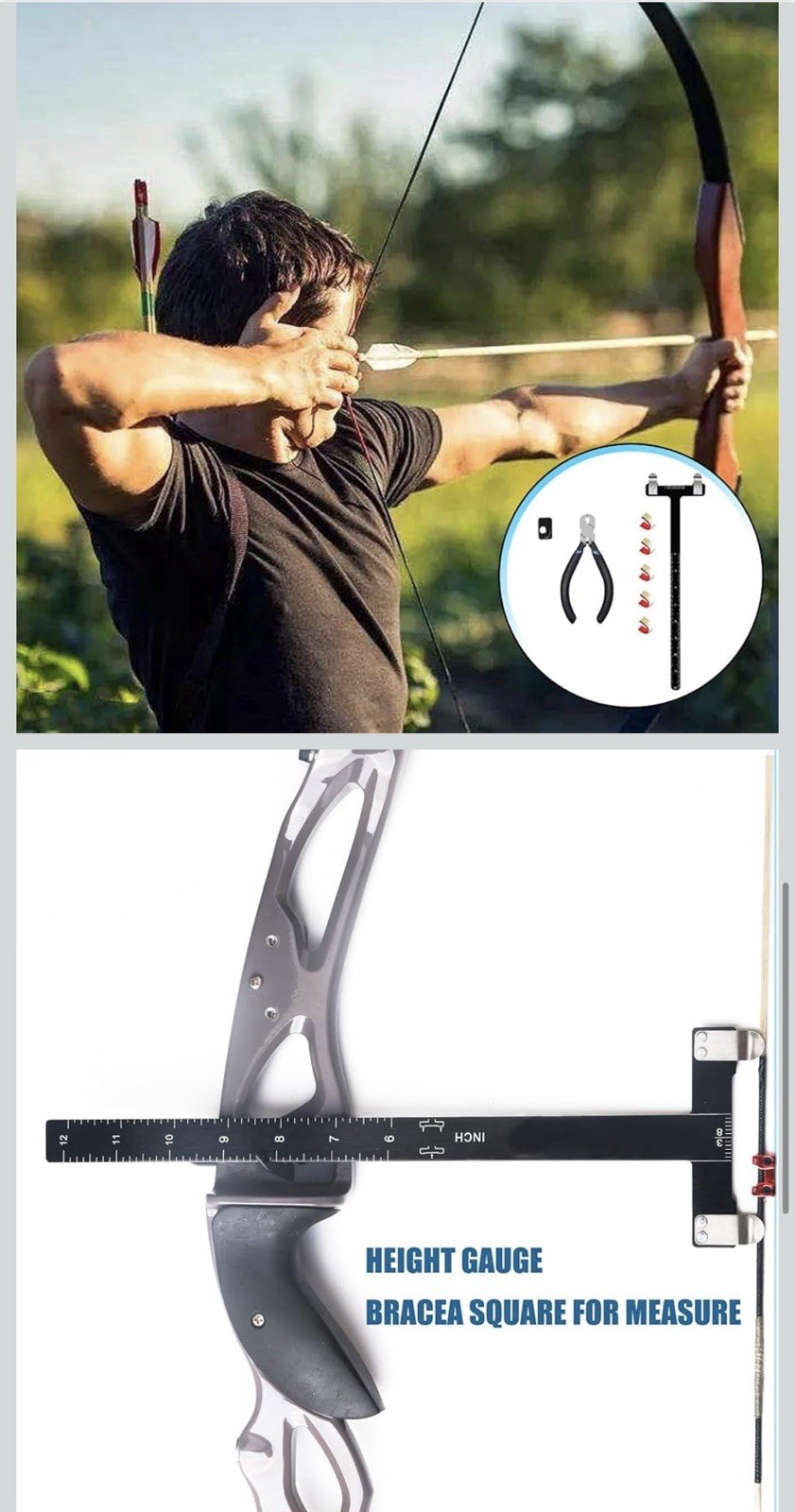 Archery Bow Adjustment Set String Nocking Pliers T Shape Turning Square Ruler