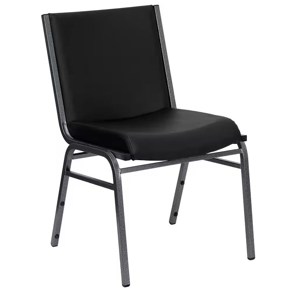 Black Hercules Series Heavy-Duty Vinyl Lobby Chair with Ganging Bracket, Ergonom