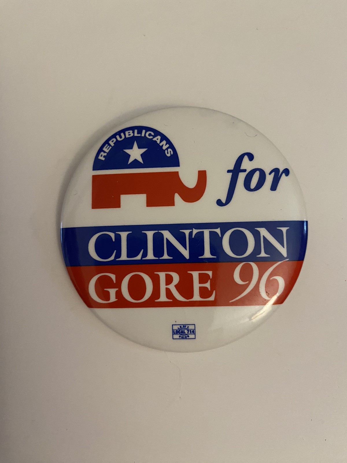 Republicans For Clinton Gore 96 Pin Back Button P116