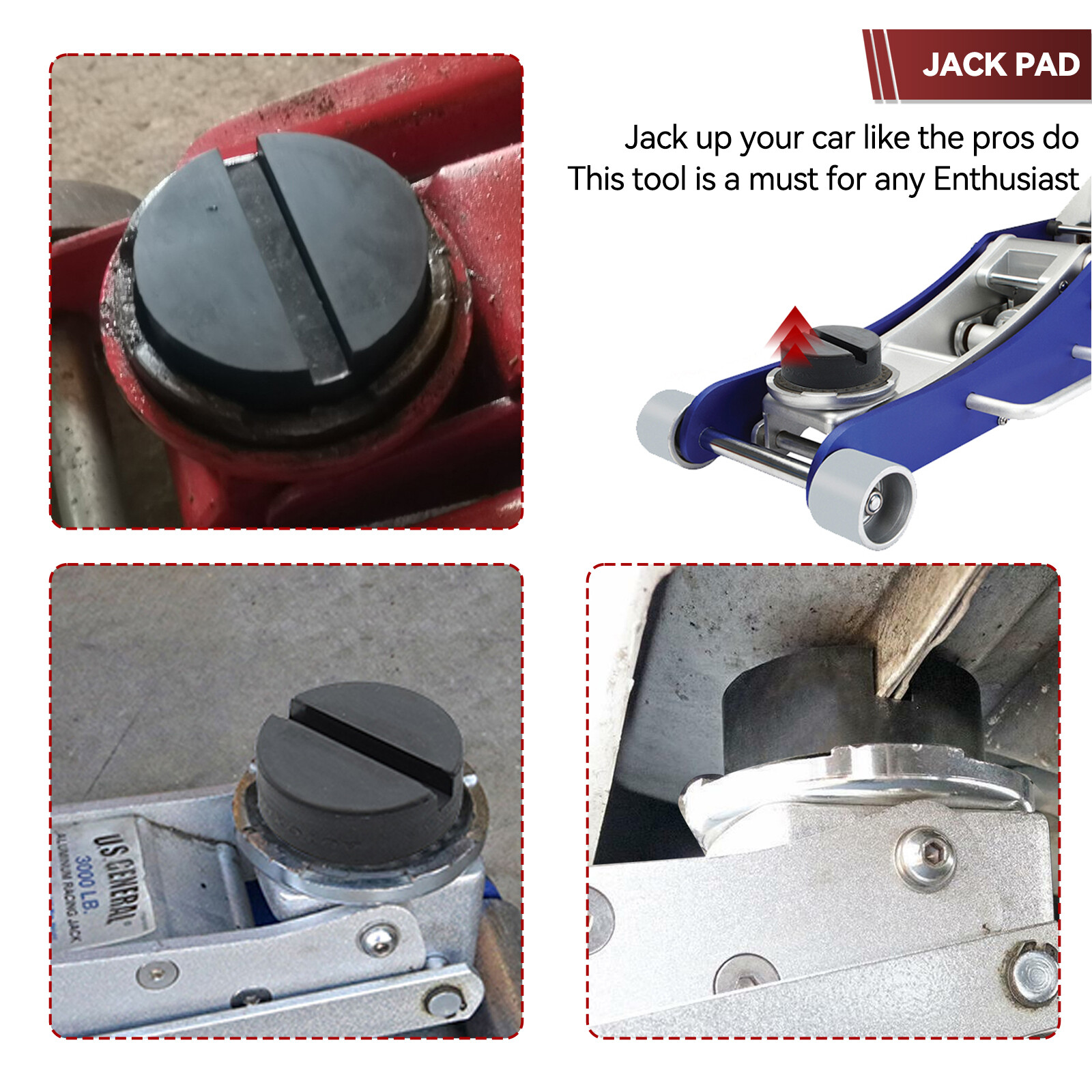 4x Trolley Jack Pad Pinch Weld Floor Jacking Lifting Adapter Classic Puck Rubber