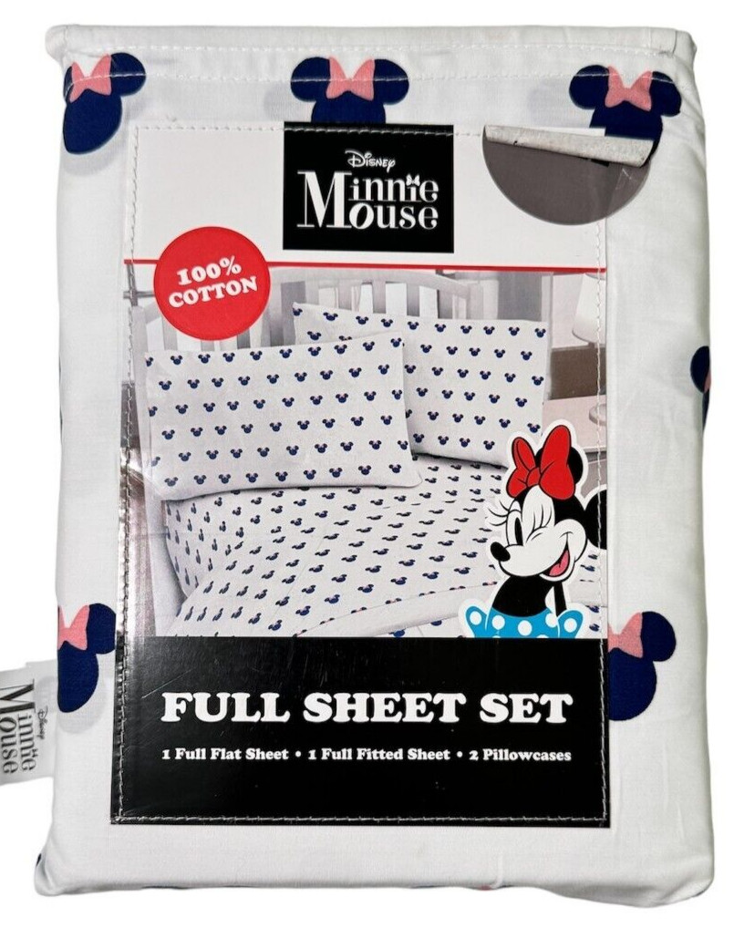 NIP Disney Minnie Mouse FULL Full Sheet Set 4 PCS 100% Cotton Kids Mickey